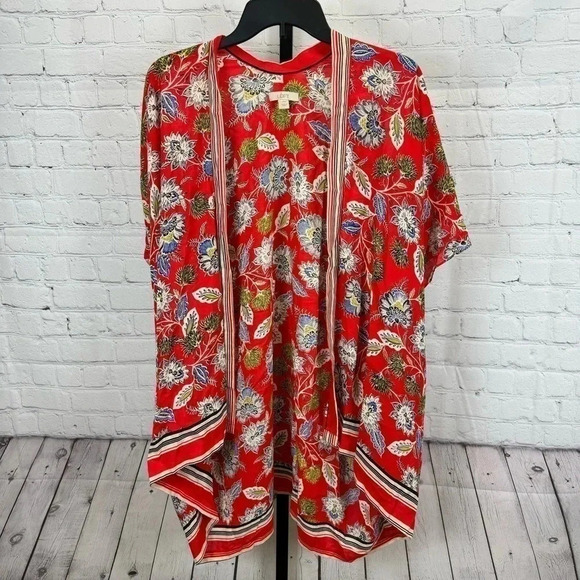 Loft Red Floral Kimono Size XS/S - Picture 1 of 5